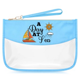 Sazuwu Cruise Ship Gifts for Women Blue Makeup Bags with Zipper Ocean Themed Girls Weekend Gifts for Beach Vacation Travel Essentials Cosmetic Travel Bag Organizer Christmas Graduation