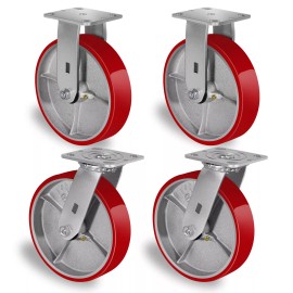 Syrantion 8 Inch Caster Wheels Heavy Duty,Capacity 1500-6000LB - 2 Swivel & 2 Rigid