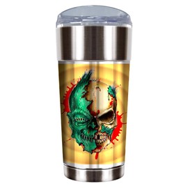 Alchemy Half Life Zombie Skull Ultra Tumbler Hot Cold Stainless Steel 24 oz, Silver