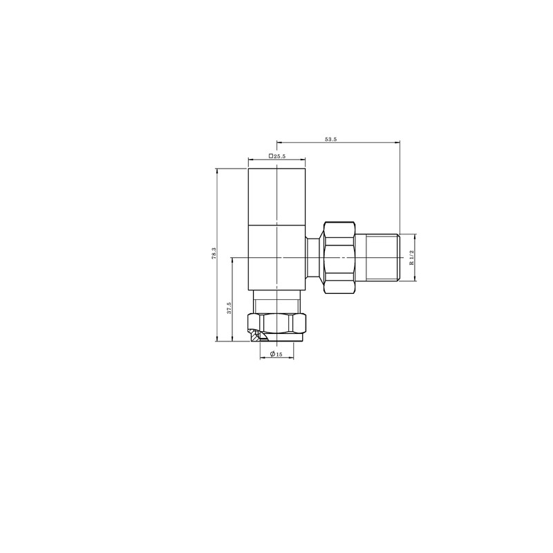 Keenware KRA-004 Chrome Square Radiator and Towel Rail Valve