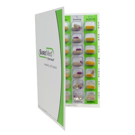 Weekly Cold Seal Pill Medication Blister Pack System Cards - One Piece Unit Dose Tri-Fold Booklet, Easy No Extra Equipment Needed, Just Fill and Seal (4X a Day Weekly - 12 Pack)