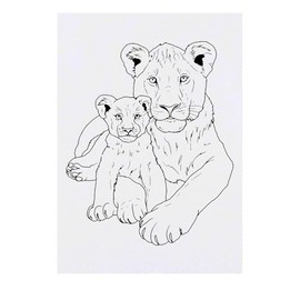 'Lioness and Cub' Temporary Tattoo - Water Resistant, Skin-Safe, Non-Toxic Transfer (TO00085127)