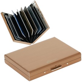 BONSYL® Credit Card Holder Metal Wallet, RFID Blocking Stainless Steel Card Holder Case with 8 Card Slots, Ultra Thin Pocket Purse for Men Women. (8 Card/Rose Gold)