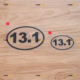 13.1 Half Marathon Run Oval Runner Sticker Decal Vinyl - 2 Pack Black, 3 Inches, 5 Inches - No Background Die Cut for Car Boat Laptop Cup