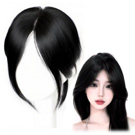 Topper Middle Side Part Hair, Hairs Toppers for Women Hair No Bangs (Black)