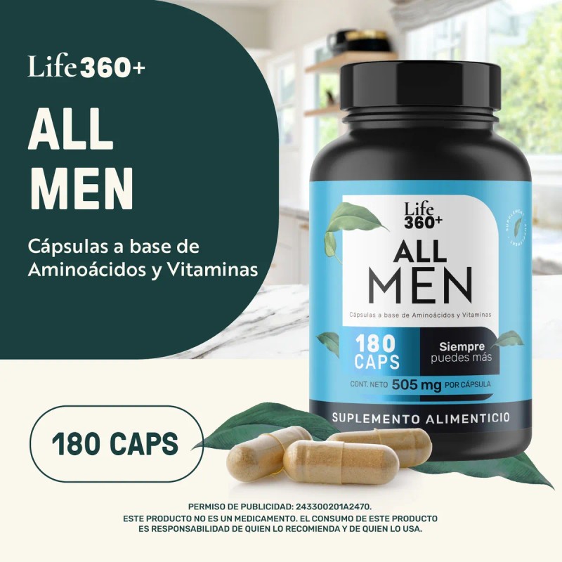 Multivitamnico para Hombre Life360 All Men 180 Cpsulas Vitaminas, Creatina