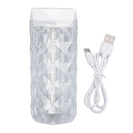 Small Air Humidifier Colorful Ambient Lighting Multi Faceted Prism Design Type C Clear Water Bottle Household Mini Humidifier for Car Home Room 1000ML 5 Hours Continuous Spraying/10 Hours Interval Spraying