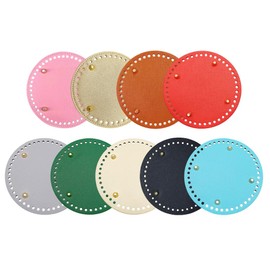 Abiyou Pack of 9 Bag Base, 15 cm Hand-Woven Bag Pad, Bag Base for Crochet Leather, Round PU Leather Knitting Bag Base, for Backpacks, Shoulder Bags, Handbags (9 Colours)
