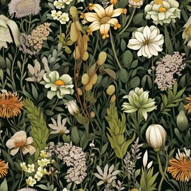 Livebor Floral Peel and Stick Wallpaper Vintage Floral Contact Paper 16.9 inch x 196.8 inch Flower Wallpaper Peel and Stick Botanical Self Adhesive Removable Wall Paper for Bathroom Cabinets Decor