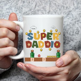 Super Daddio Mug, Funny Gifts for Dad, Birthday Fathers Day Mugs for Dad from Daughter Son, New Dad Gifts, Super Daddio Gifts for Dad 11 Ounce White
