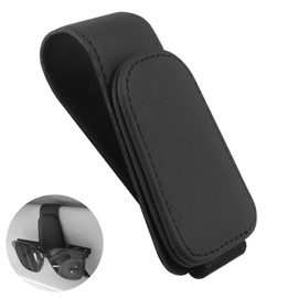 Yuchew Sunglass Holder for Car Visor Magnetic Leather Sunglasses Visor Clip, Glasses Eyeglass Hanger Ticket Card Clip, Car Interior Visor Accessories (Black)