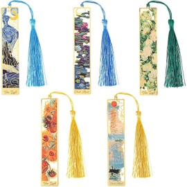 YQQZQ 5pcs Gold Metal Bookmark with Tassel, Unique Hollow Design, Exquisite Tassel Decoration, Chinese Style Elements, Multipurpose Materials