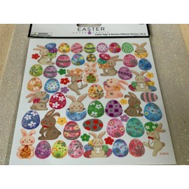 The Paper Studio EASTER PAPER CRAFTS EASTER EGGS & BUNNIES GLITTERED STICKERS RABBITS 56PCS