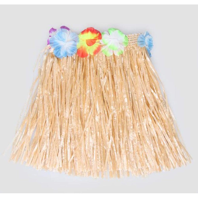 HLJgift Kid's Flowered Luau Hula Skirts Pack of 8 (Grass)