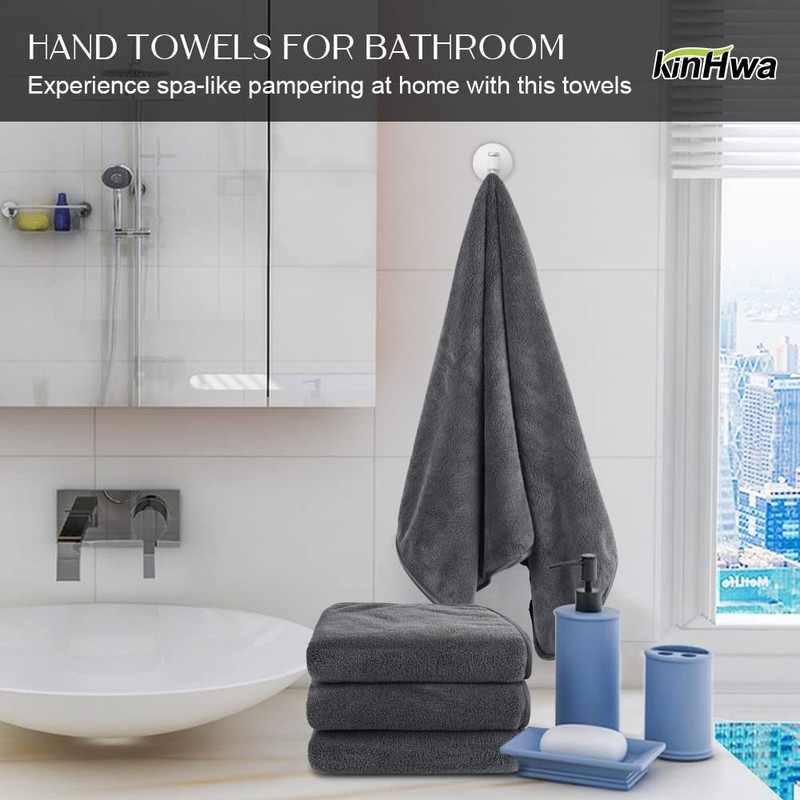 KinHwa Hand Towels, 40 x 76 cm, 100% Microfibre Guest