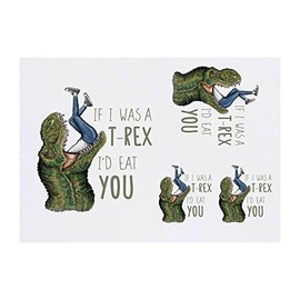 Azeeda 4 x 'Lustiger Dinosaurier, der Mann isst' Temporäre Tattoos - Wasserfest, Hautfreundlich & Ungiftig · Transfers in Verschiedenen Größen (TO00060016)