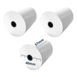50 Rollos De Papel Termico 57x40mm para TPV, punto de venta e Impresoras 58mm compatible con Xprinter, INGENICO, CLIP, VERIFONE, PAX INKO             