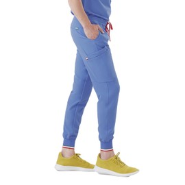 Mediclo Men's Medical Scrub Pants - Kodiak Jogger 10 Pockets Elastic Waist Eco Friendly Sustainable FYSEL Fabric Tapered Leg Workwear Ceil Blue MB6003RCBL08 L