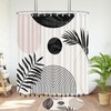 GiuMsi Boho Black and White Mid Century Leaf Shower Curtain
