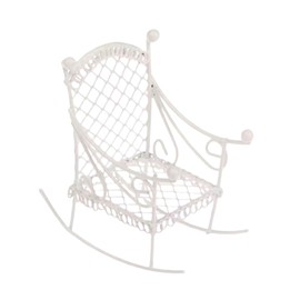 perfeclan Miniature Rocking Chair Tiny Creative,Sturdy,Dollhouse Furniture,Mini Chair Model for Photo Props Doll House Fairy Garden, White