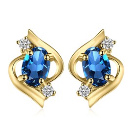 JewelryPalace Oval Cut 1.1ct Real London Blue Topaz Stud Earrings Silver 925 Women's Blue Topaz Earrings Silver Gemstone Girls Stud Earrings Silver Small with Stone Women Gift Rose Gold Gold, Sterling