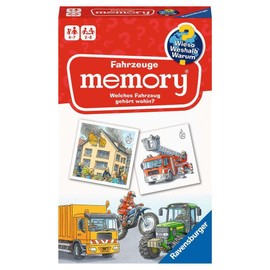 Ravensburger 20647 Vehicles Memory® Wieso? Weshalb? Warum? The Classic Game for 2-6 Players, Children's Game for All Vehicle Fans from 4 to 7 Years