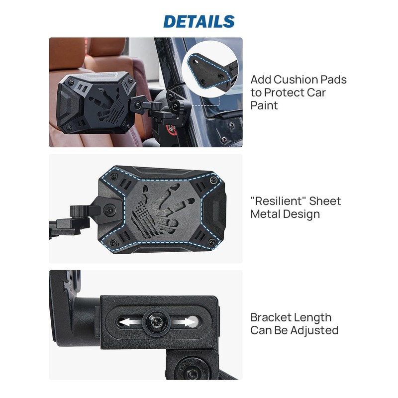 JOYTUTUS Mirrors Doors Off Doors On Compatible with Wrangler TJ