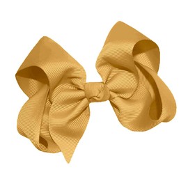 WD2U Girls 4" Solid Grosgrain Ribbon Boutique Hair Bow French Clip Barrette Harvest Gold