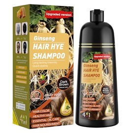 XYZCREATIVE Dark Brown Hair Dye Shampoo 3 in 1 for Women & Men 100% Gray Hair Coverage - Herbal Ingredients Natural Plant Hair Color - Hair Dye in Minutes 500ML