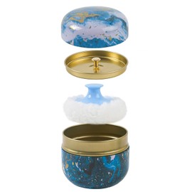 Estuche Para Polvos Y Contenedor Para Polvos Corporales Con Borla De Polvo Suave Y Delicado Para Mujeres, Azul, 50 Gramos                             