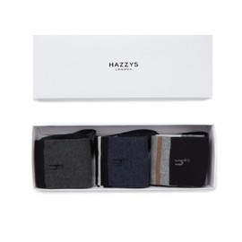 Hazzys (대구신세계)네이비 컬러배색 남성 장목 양말 3종 세트 HJSS5E005N2 (Daegu Shinsegae) Navy Color-Blocked Men's Mid-Calf Socks 3-Piece Set HJSS5E005N2