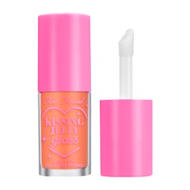 Too Faced Kissing Jelly Lip Oil Gloss | Sunflower & Jojoba Oils, Peach Rings, 0.15 Fl Oz