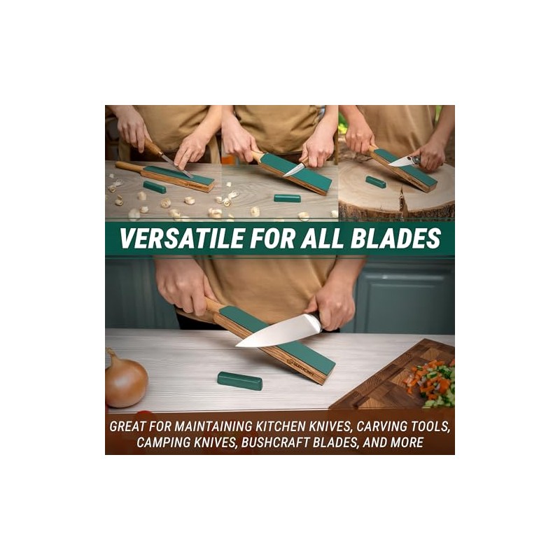 BeaverCraft Leather Strop for Knife Sharpening - Dual-Sided Knife Strop