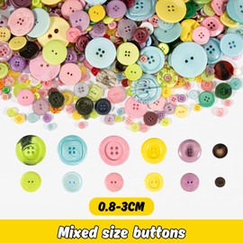 Sukh 700PCS Assorted Buttons for Crafts - Mixed Color Assorted Sizes Round Resin Buttons for Sewing Decorative Buttons Bulk Replacement Handmade Ornament Buttons DIY Craft Embellishments