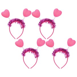 FRCOLOR 4 Pieces Valentine's Day Heart Headband with Sequins Love Heart Headdress Glitter Purple Tinsel Headpiece for New Year Wedding Birthday Party Gift