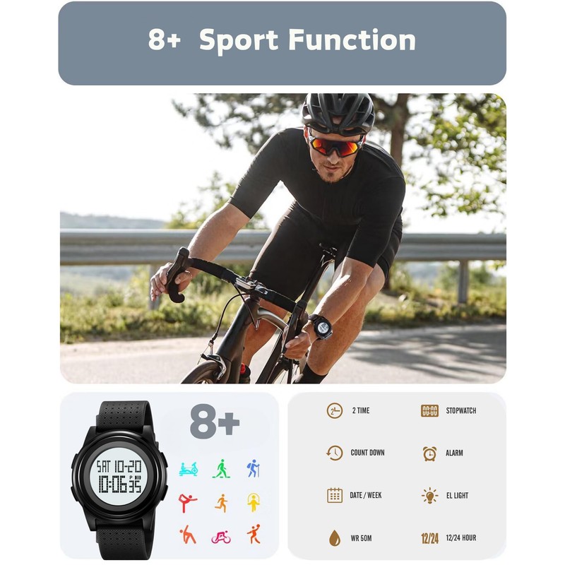 CakCity Ultra-Thin Minimalist Digital Sports Waterproof Watches Men Women with