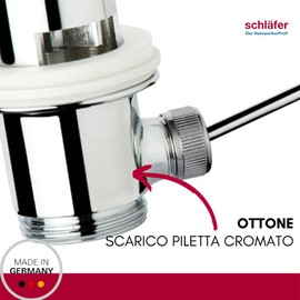 Schläfer 40510010 Pop-Up Waste Set, 11/4 Inch, for Washbasin and Bidet with Overflow, Complete Overflow Set with Drain Plug in for Tap with Pop-Up Fitting, Chrome-Plated