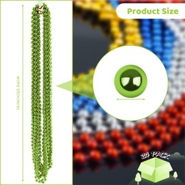 24 PCS St. Patrick's Day Bead Necklaces, Light Green Mardi Gras Christmas Beads, 33'' Green Bead Necklace Green Party Beads for St. Patricks Day, Mardi Gras, Christmas, Carnival Party Favors