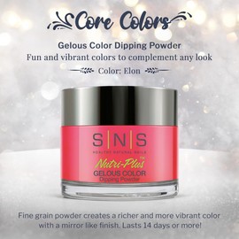 SNS Nail Dip Powder, Gelous Color Dipping Powder - Elon (Pink, Orange/Coral, Berry, Cream) - Long-Lasting Dip Nail Color Lasts 14 Days - Low-Odor & No UV Lamp Required - 1.5oz