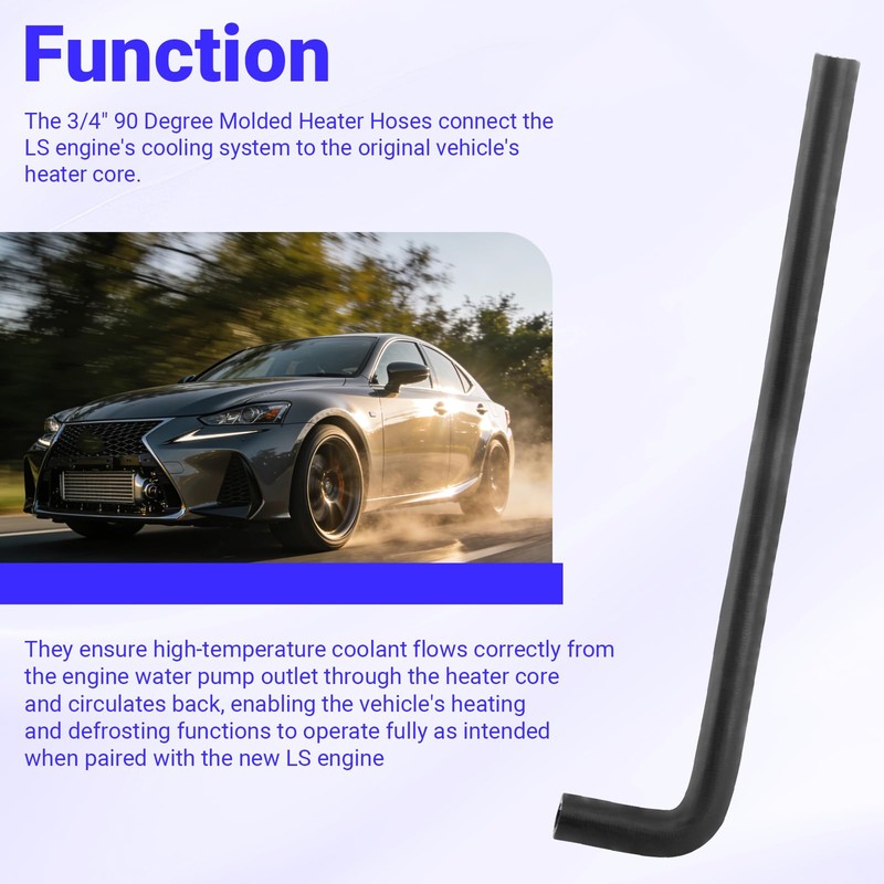3/4" LS Swap Heater Hose 90 Degree Bend Molded Heater
