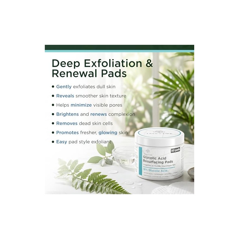 18% Glycolic Acid Exfoliating Pads for Brightening Skin