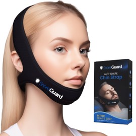 SnoreGuard SnoreGuard Chin Strap for Sleeping, Built-in Neck Cushions for Comfort, Works for CPAP Users, Snore Jaw Straps for Sleep, Mouth Breathing, Chin Lifting, Anti Snoring Devices, Men and Women, Black, M