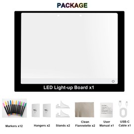 Acrylic Dry Erase Board with Light, 15.7"x11.8" 7-Color Led Message Board with 12 Markers, Doodle Drawing Note Board with Stand, Desktop Whiteboard for Room/Store/Office/Holiday Gift, Touch Control