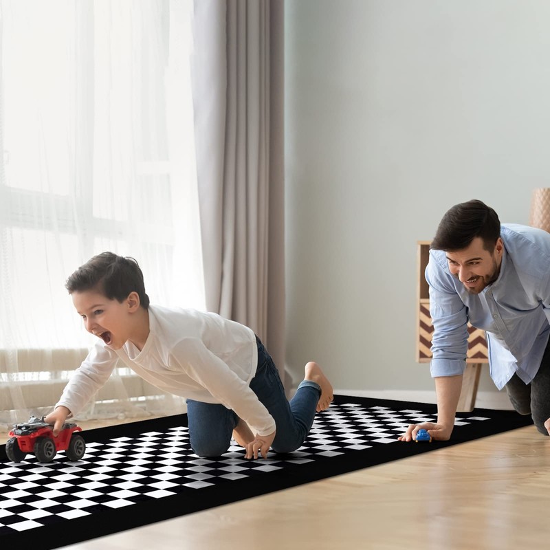 Tallew 6 Pcs Checkered Car Party Supplies Disposable Tablecloth Plastic