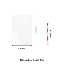 EKAPACKAGING Clear 4x6 Inches 100 Pcs Twist Ties Cellophane Bags Gift Bulk Chrstmas Treat Bag Party Favor Snack Food Packaging Kids Goodie Cello Wrapping For Cookie