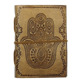 Leather Notebook - Light Brown - Sketchbook - Diary - Fatima's Hand - Hamsa