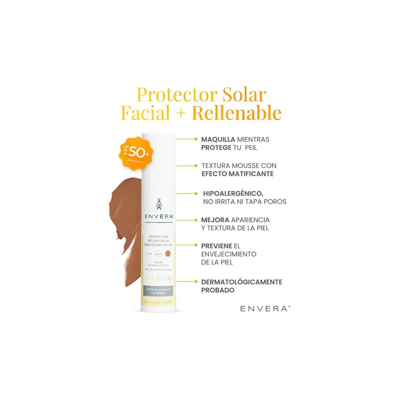 Envera Protector Solar Facial Color Medium + Rellenable