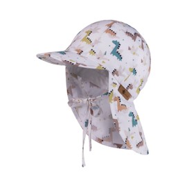 Sterntaler Dinos Peaked Cap with Neck Protection and Tie Band for Boys - Baby Hat with UV Protection 50+ Made of Soft Cotton - Peaked Cap for Fun on Hot Days, White