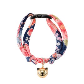 Necoichi Chirimen Hanabi Fireworks Cat Collar (Navy)