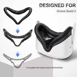 SUPERUS Face Cover Pad & Glasses Spacer Compatible with Oculus/Meta Quest 2 Accessories, Enhanced Comfort, and Prevent Your Glasses from Scratching VR Lenses (White)